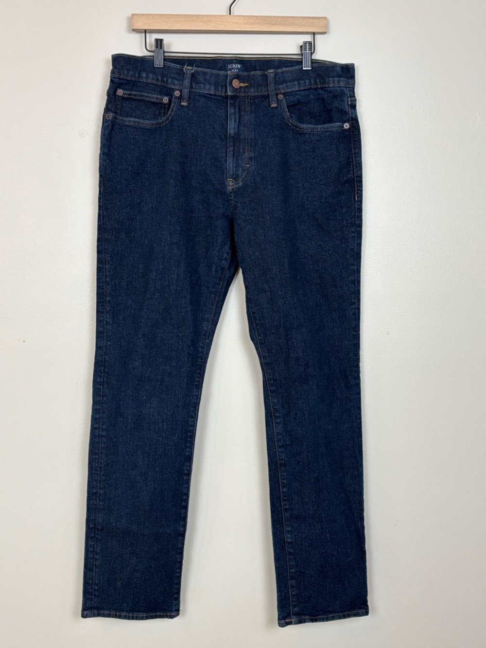 J Crew Factory Jeans Men 34x32 (35x31.5) Blue Straight Fit Signature Flex Denim